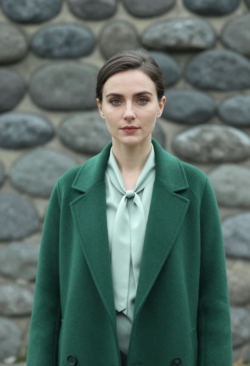 AI guilin resort director ink green mist sample — portrait of a woman, a resort director, a Western-European w