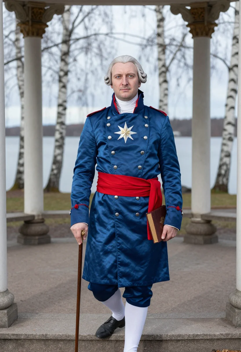 AI gustav iii sample — portrait of a man, waist-up portrait of a Swedish man in his