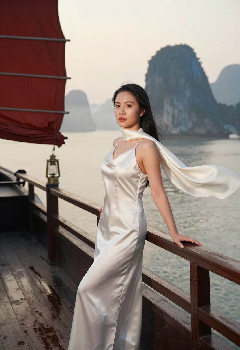 AI ha long bay sample — portrait of a woman, three-quarter-length portrait of a Viet