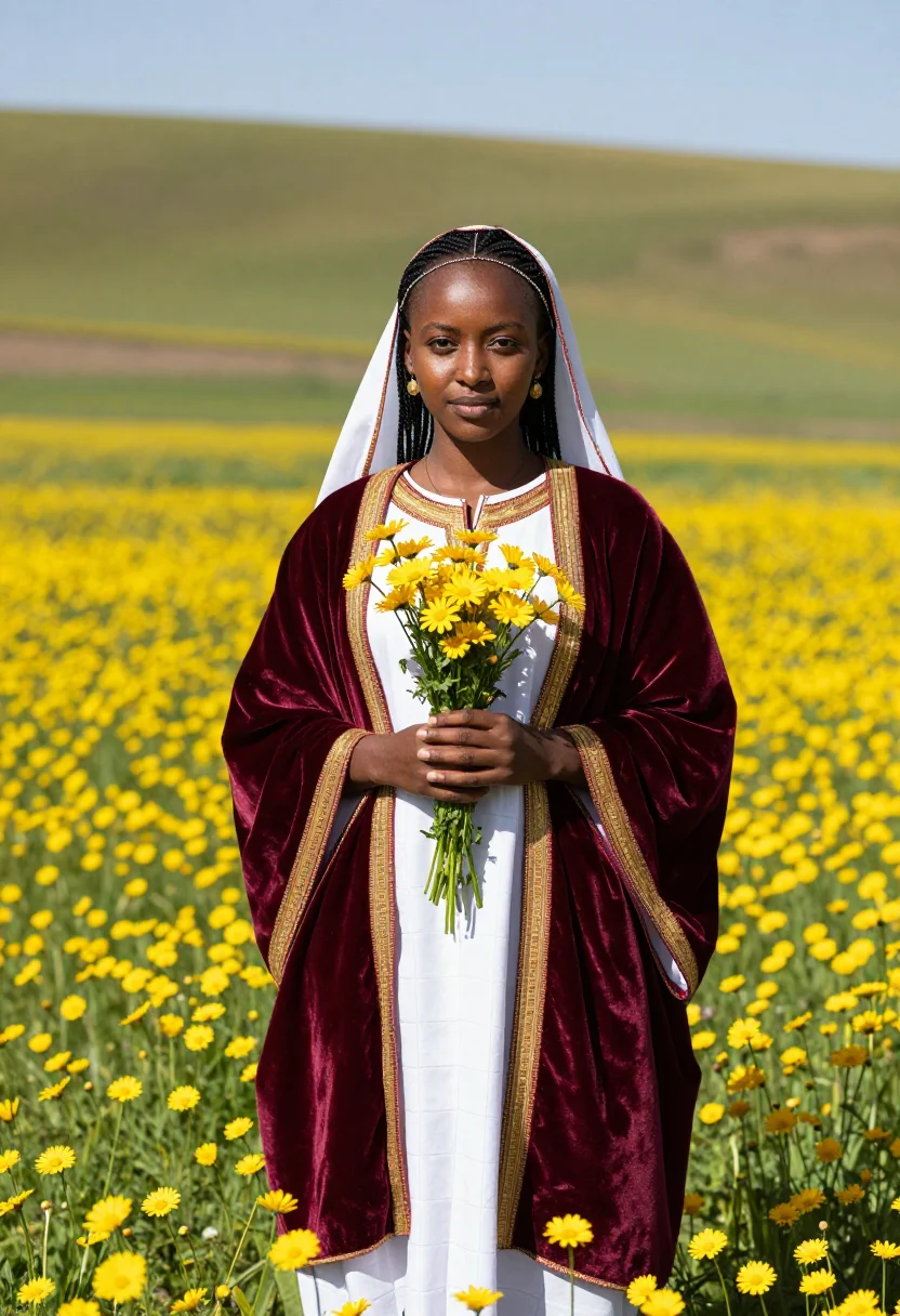 AI habesha bride sample — portrait of a woman, half-length portrait of a young Ethiopi