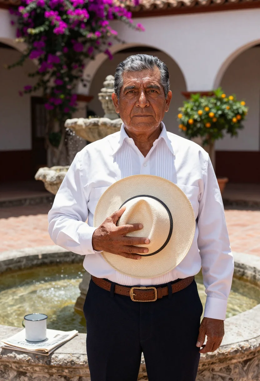 AI hacienda patron sample — portrait of a man, three-quarter-length portrait of a Mexica