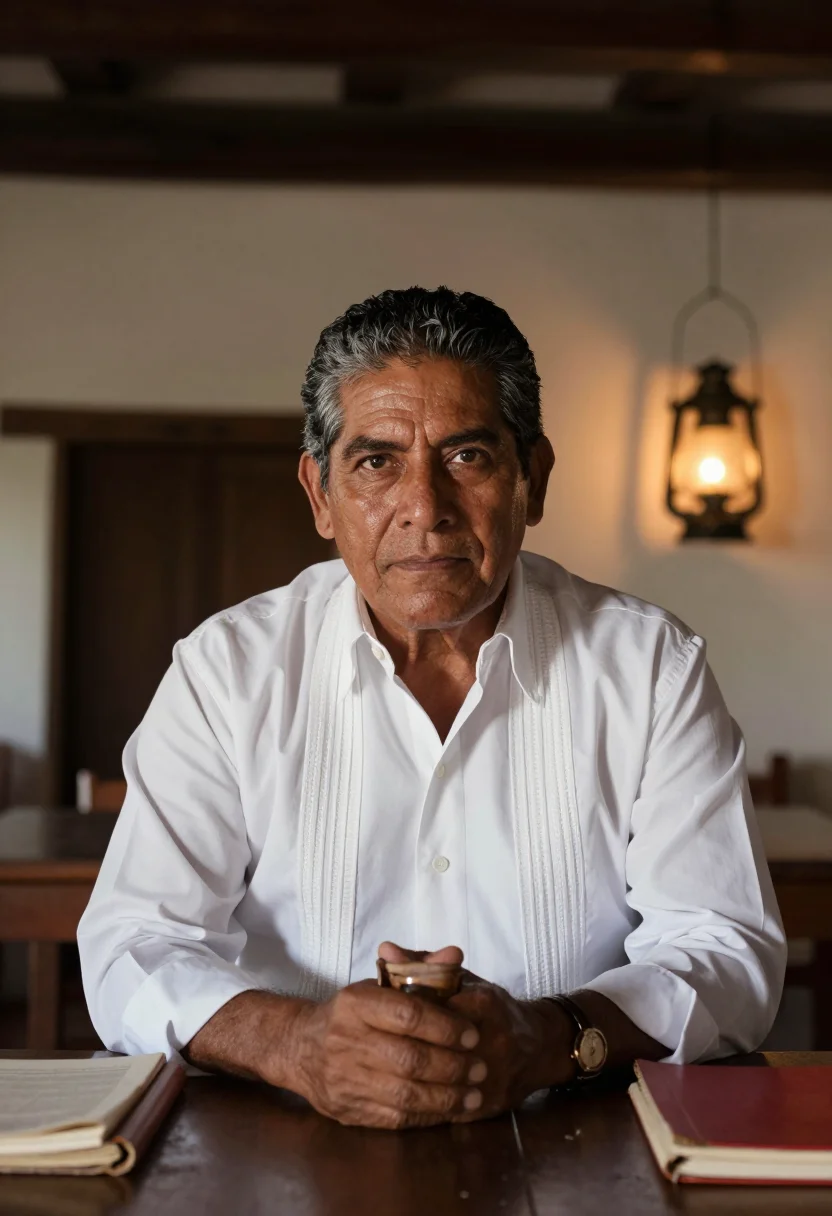 AI hacienda patron sample — portrait of a man, close chest-up portrait of a Mexican man