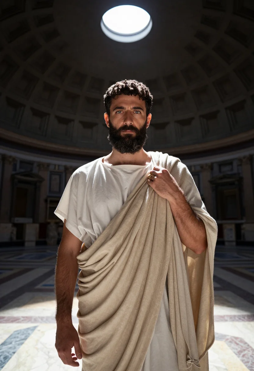 AI hadrian sample — portrait of a man, chest-up portrait of a Mediterranean man