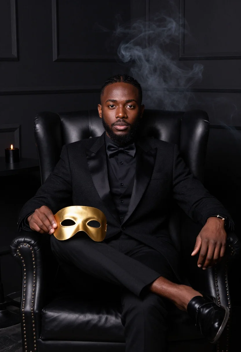 AI halloween cocktail black gold sample — portrait of a man, three-quarter-length portrait of a Britis