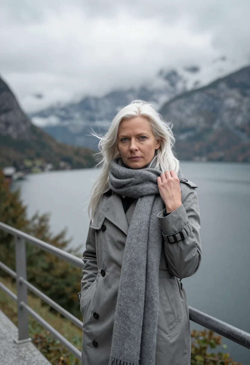 AI hallstatt sample — portrait of a woman, chest-up portrait of a Nordic woman wit