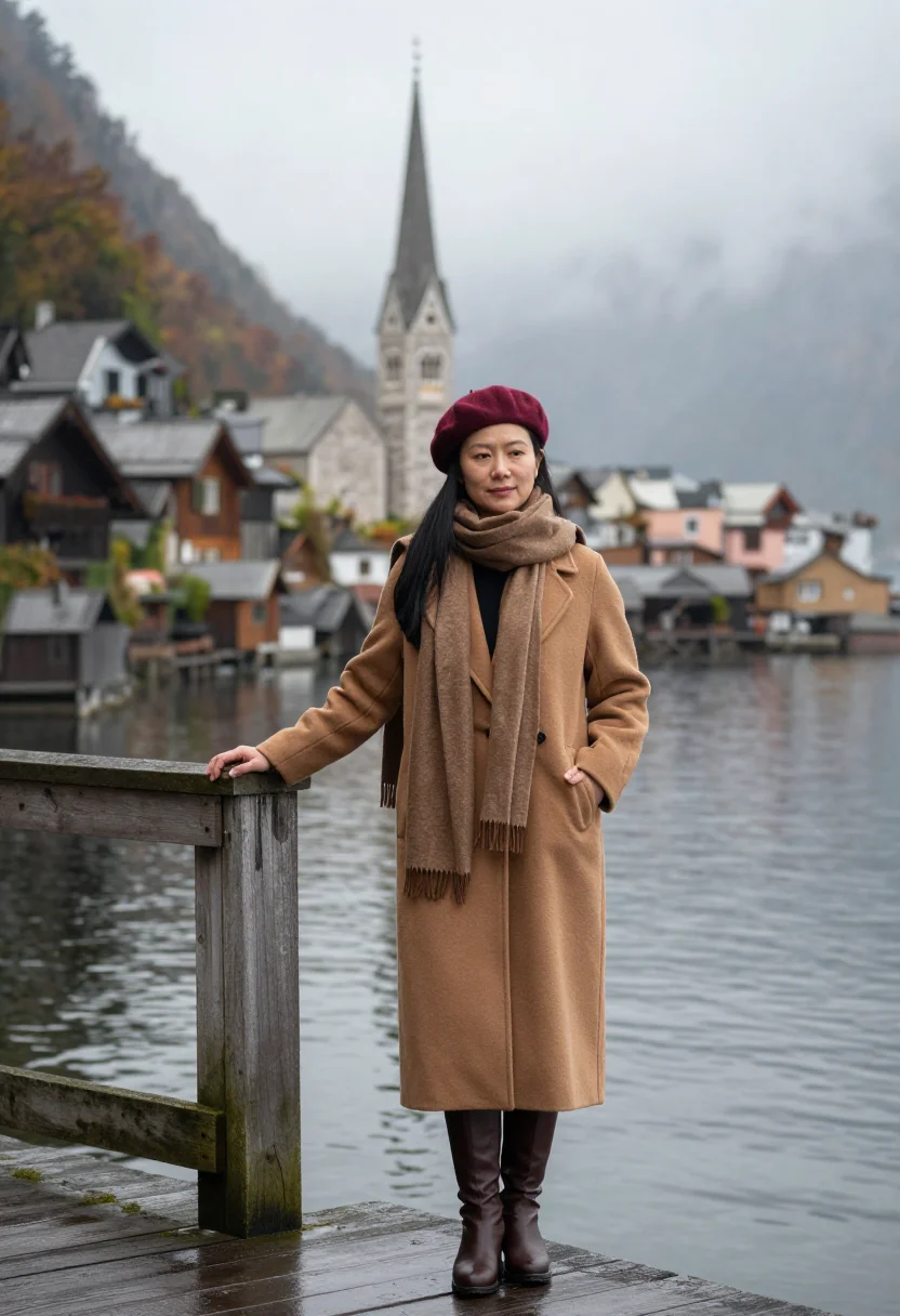 AI hallstatt sample — portrait of a woman, three-quarter-length portrait of an Eas