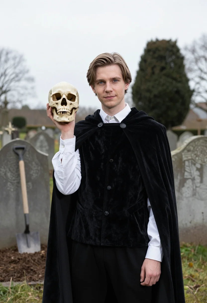 AI hamlet sample — portrait of a man, a chest-up photograph of a Western-Europe
