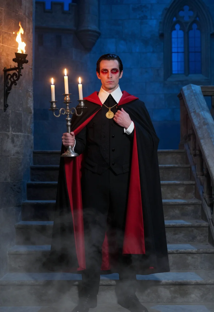 AI hammer horror sample — portrait of a man, half-length portrait of a tall Western-Eu