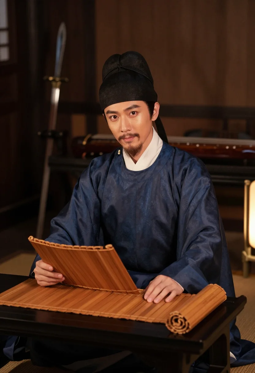 AI han shenyi sample — portrait of a man, half-length portrait of a Chinese man wit