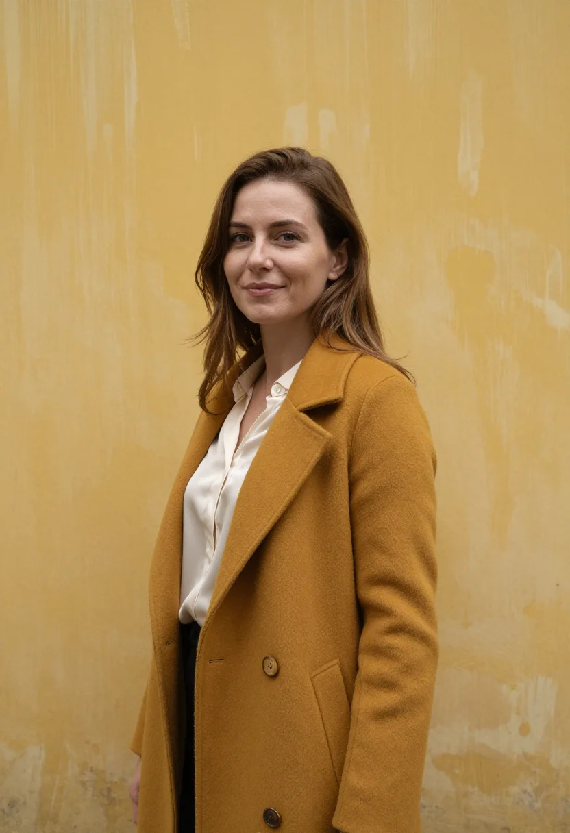 AI hanoi old quarter architect yellow ochre sample — portrait of a woman, an architect in her early forties of Fr