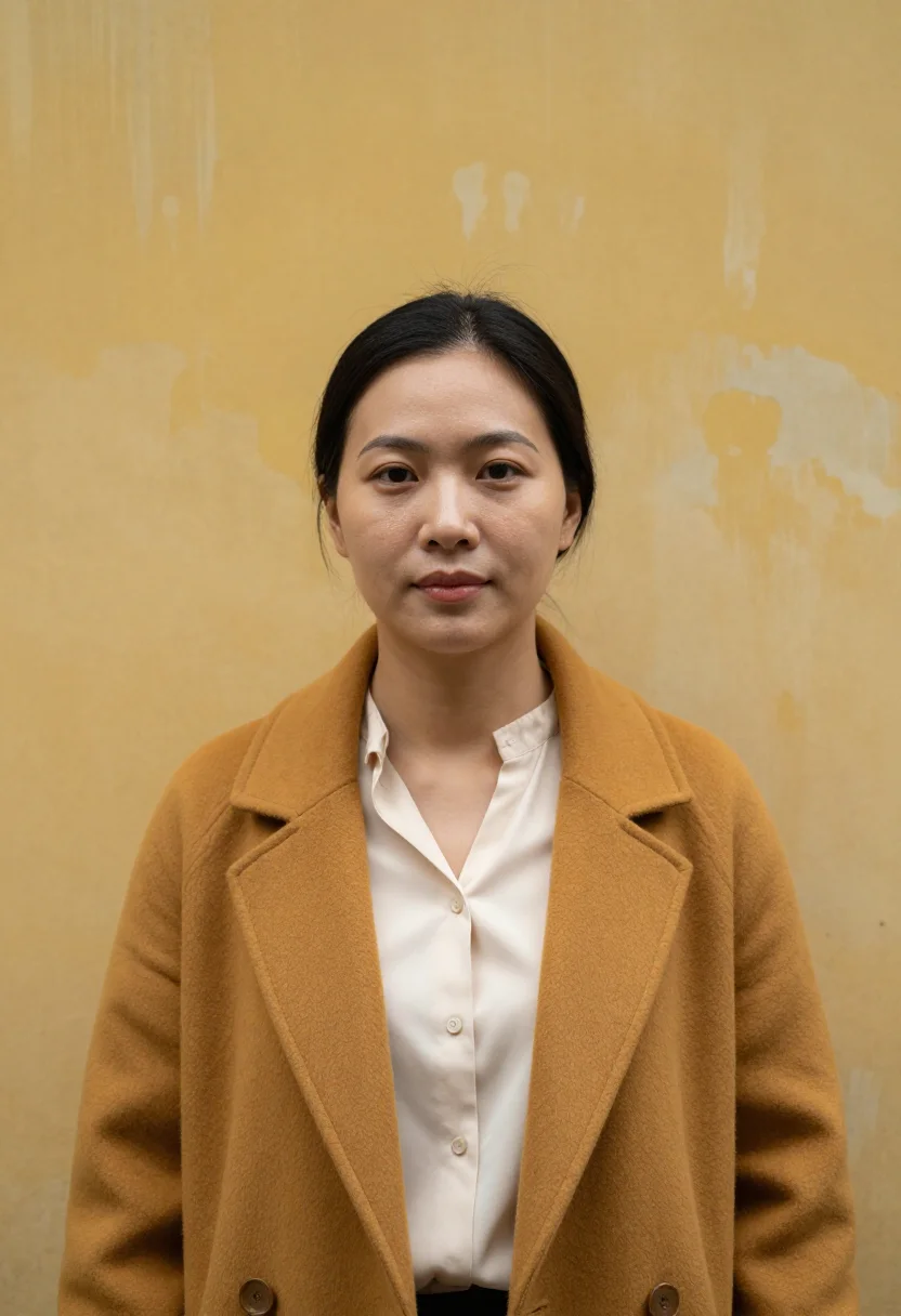 AI hanoi old quarter architect yellow ochre sample — portrait of a woman, a Vietnamese architect in her late thir
