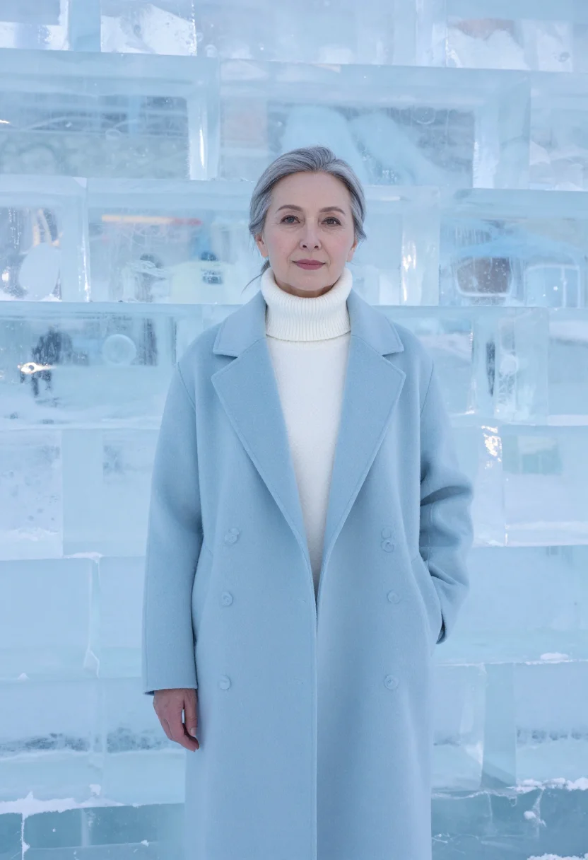 AI harbin ice architect ice blue sample — portrait of a woman, an architect in her fifties with pale s