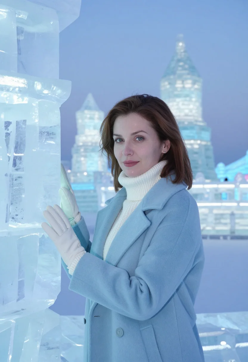 AI harbin ice architect ice blue sample — portrait of a woman, an architect, a woman of Russian descen