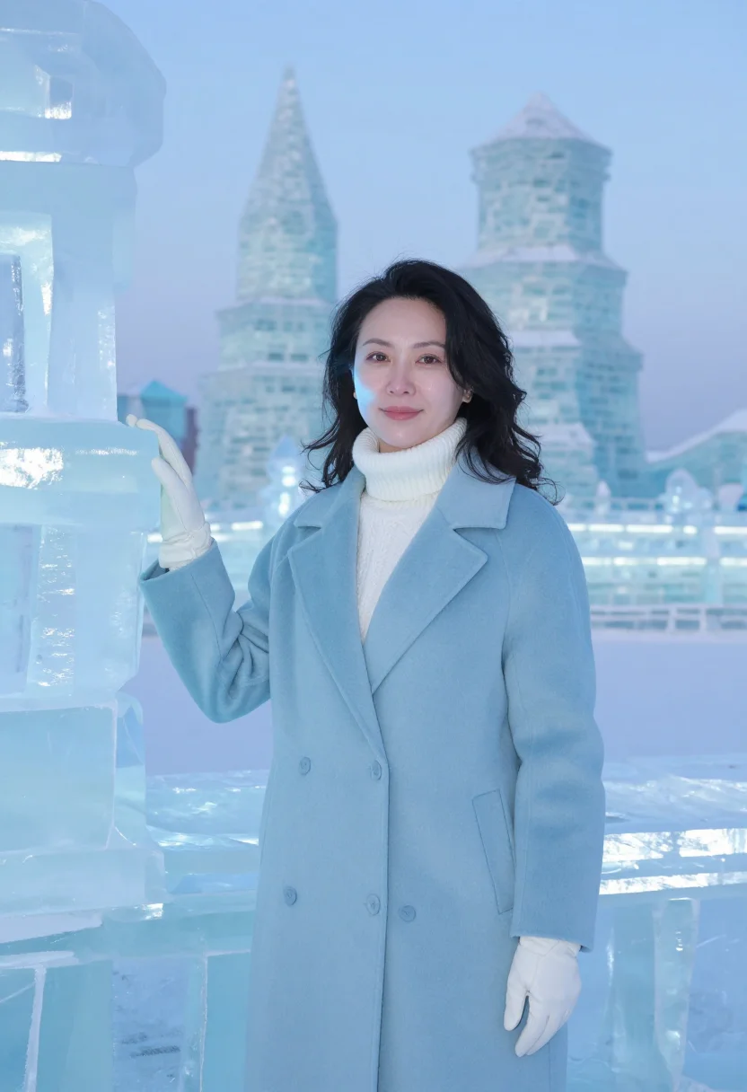 AI harbin ice architect ice blue sample — portrait of a woman, an architect in her late forties with o