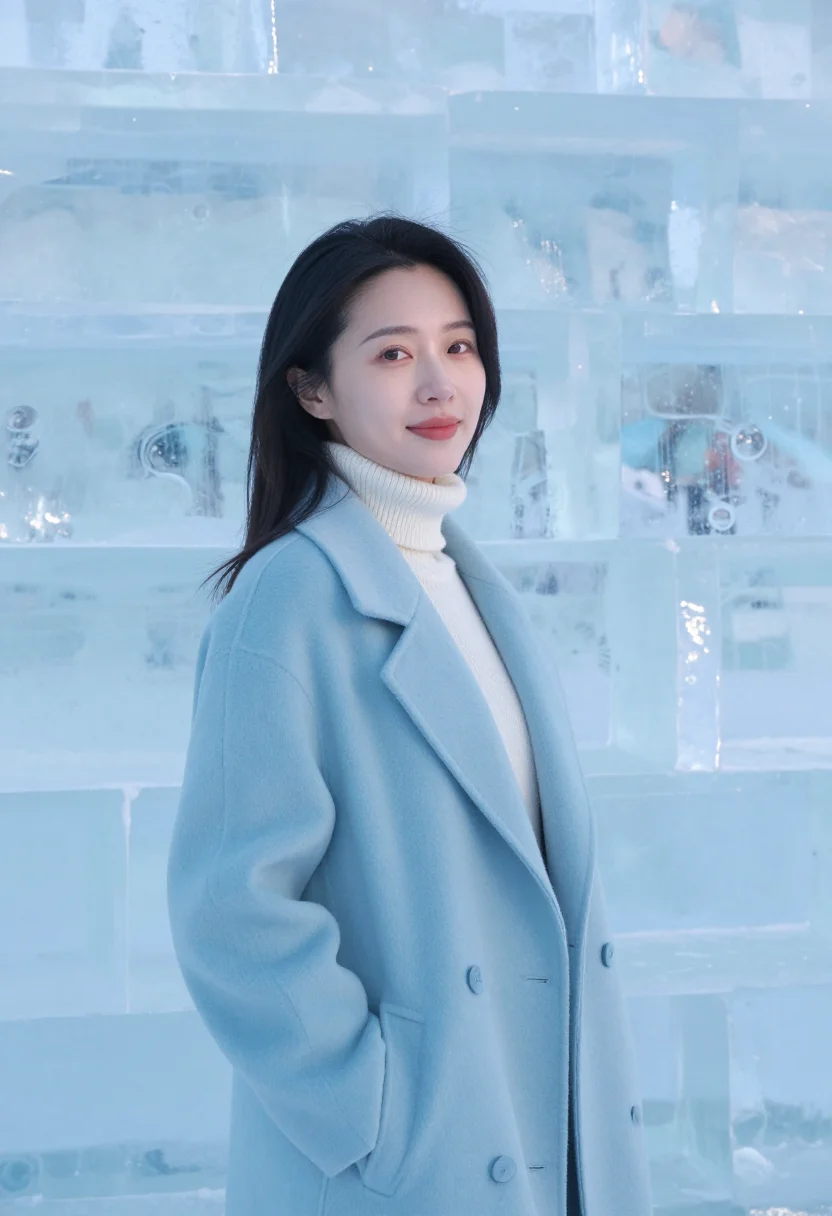 AI harbin ice architect ice blue sample — portrait of a woman, an architect, a Han Chinese woman in he