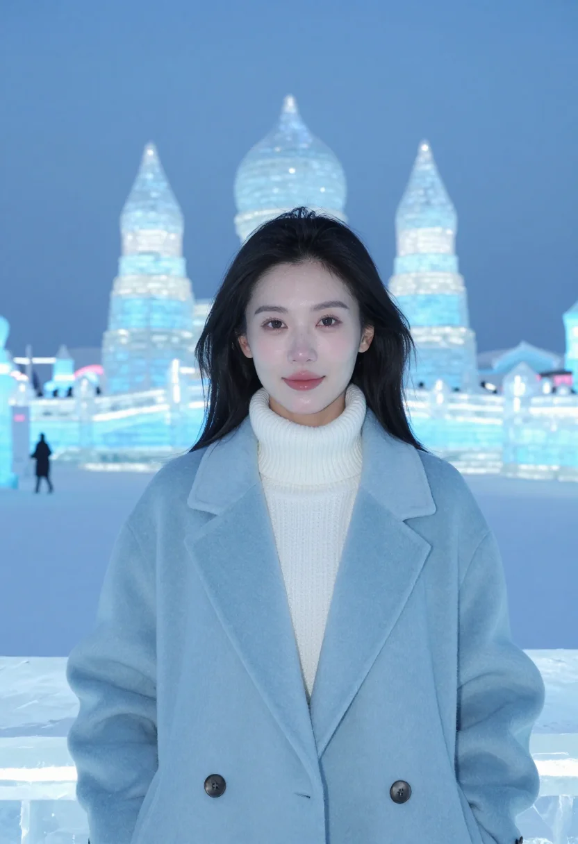 AI harbin ice architect ice blue sample — portrait of a woman, an architect in her early thirties with