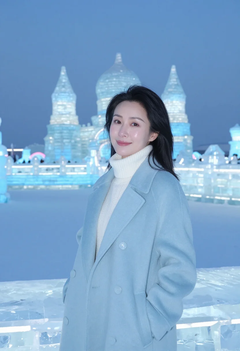 AI harbin ice architect ice blue sample — portrait of a woman, an architect, a Manchu woman in her mid