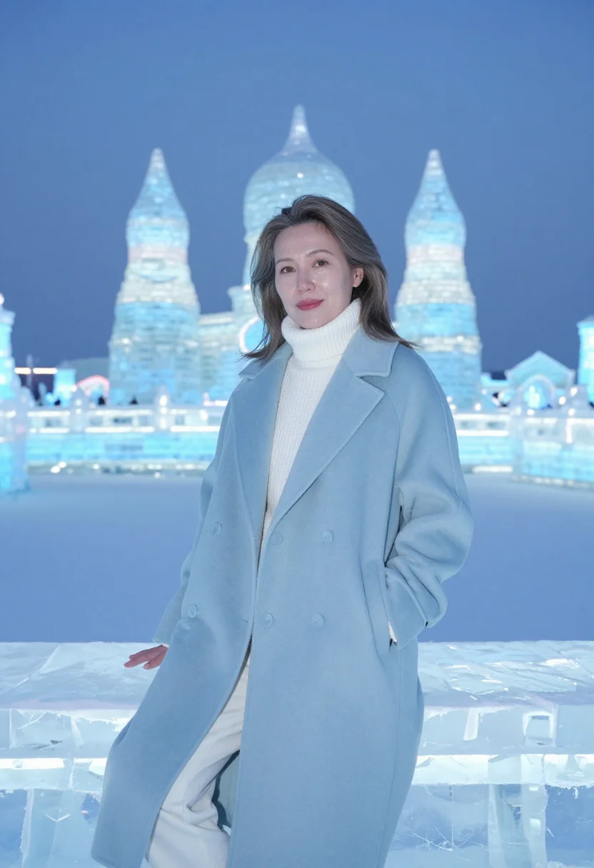 AI harbin ice architect ice blue sample — portrait of a woman, an architect in her early fifties with