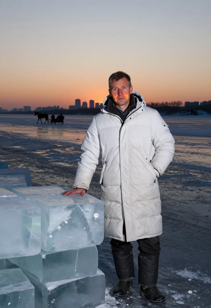 AI harbin ice sample — portrait of a traveller, three-quarter-length portrait of a
