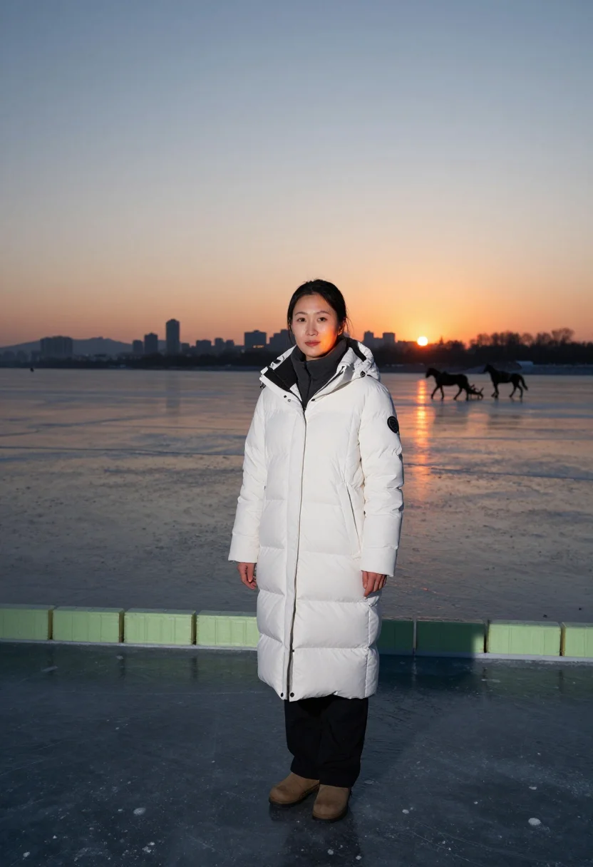 AI harbin ice sample — portrait of a traveller, full-length portrait of a Chinese w
