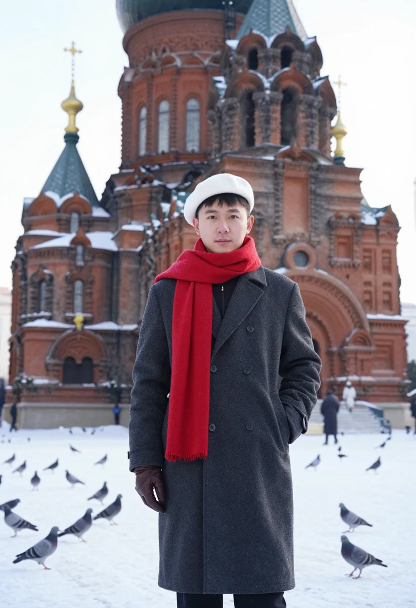 AI harbin ice sample — portrait of a traveller, three-quarter-length portrait of a