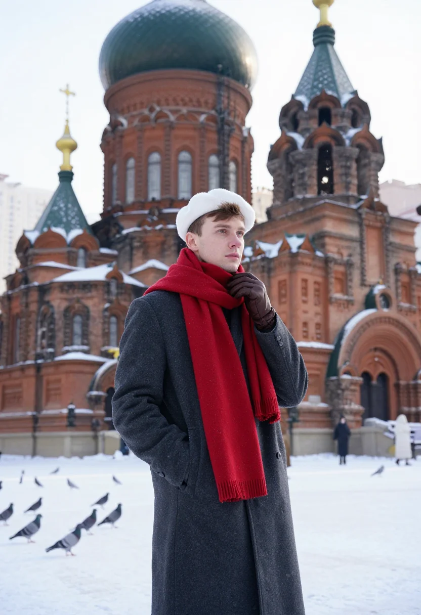 AI harbin ice sample — portrait of a traveller, half-length portrait of a Western-E