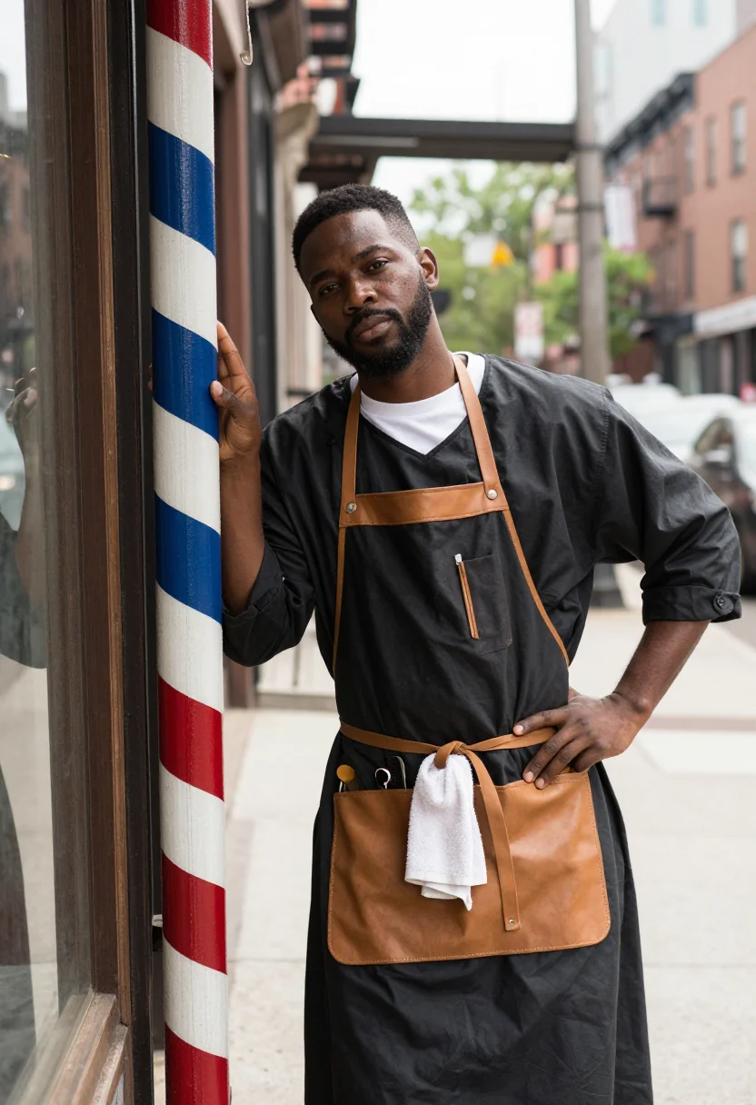 AI harlem barbershop sample — portrait of a man, half-length portrait of an African-Americ