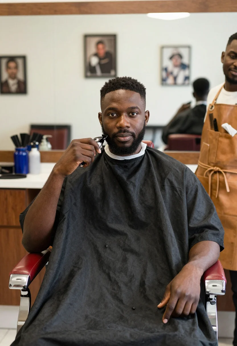 AI harlem barbershop sample — portrait of a man, chest-up portrait of an African-American