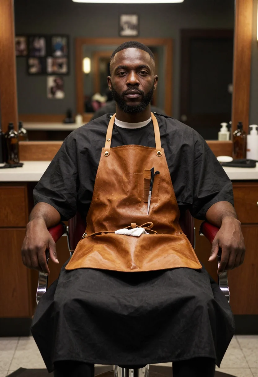 AI harlem barbershop sample — portrait of a man, three-quarter-length portrait of an Afric