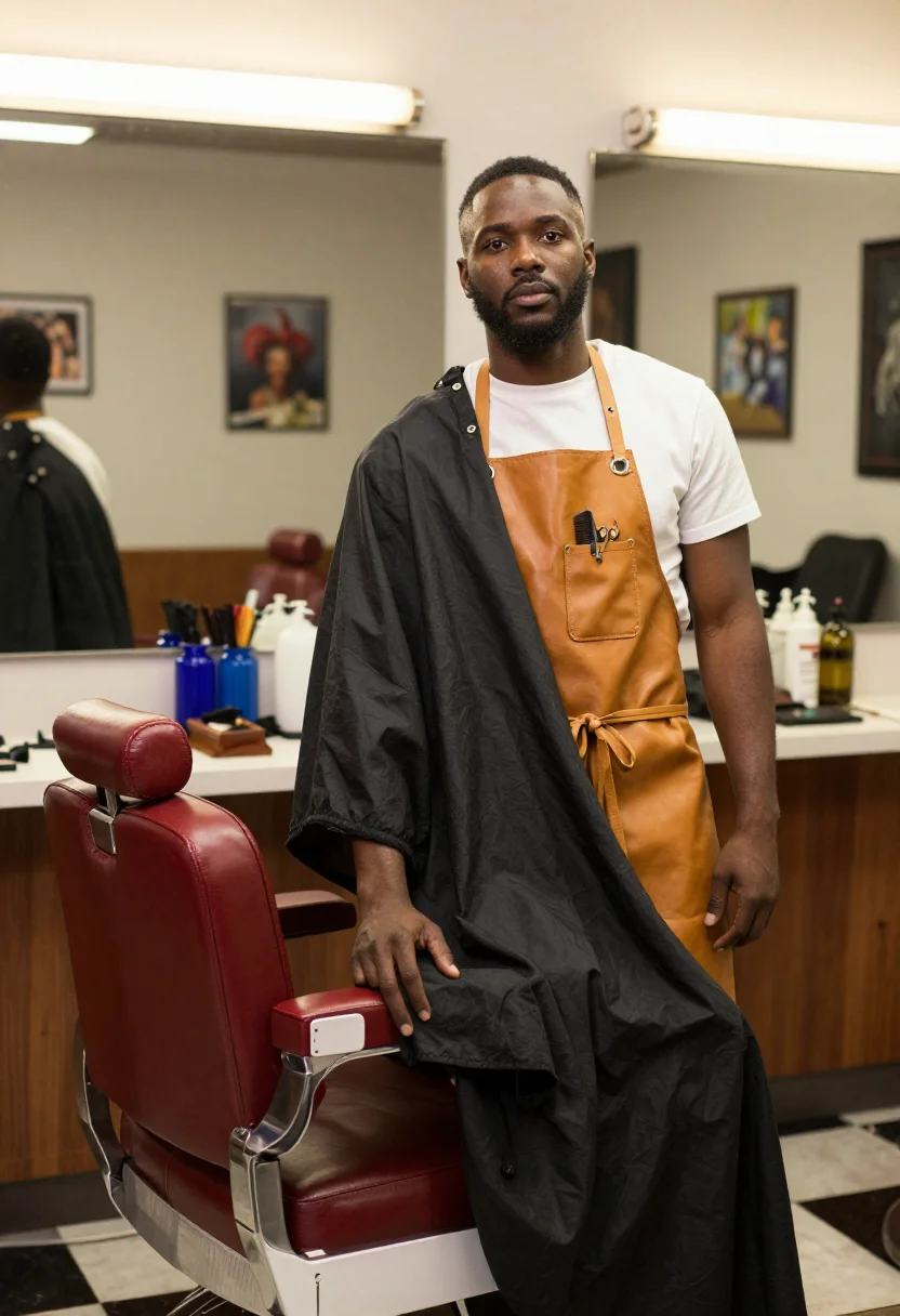 AI harlem barbershop sample — portrait of a man, half-length portrait of an African-Americ