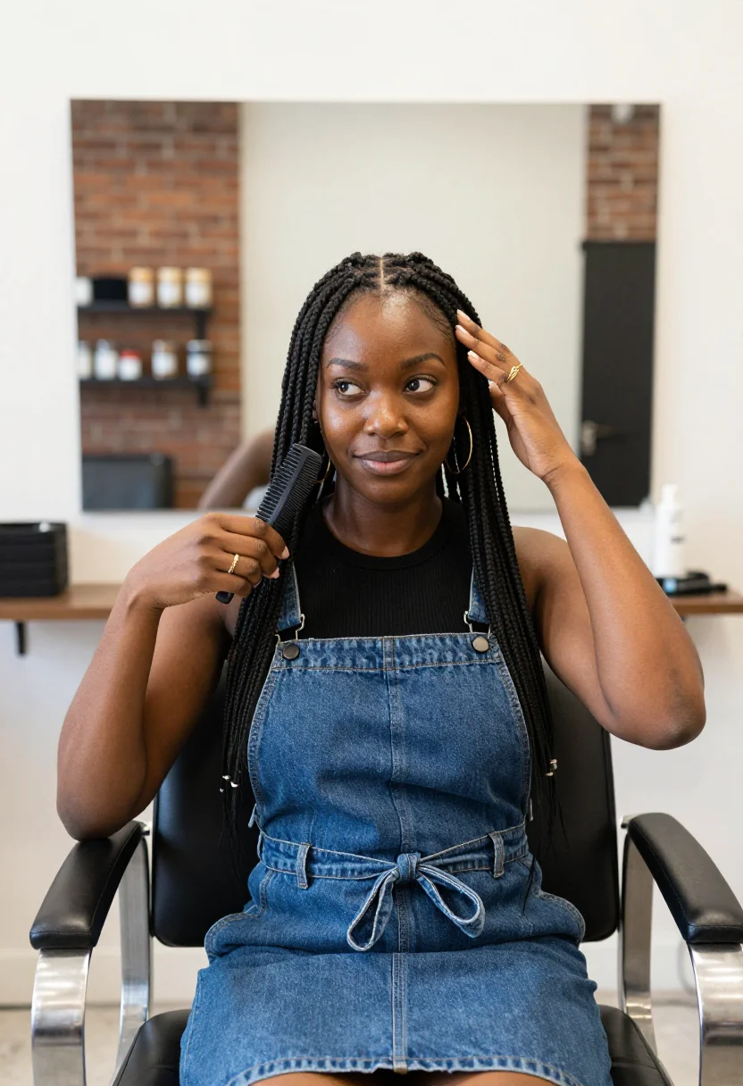 AI harlem braids sample — portrait of a woman, chest-up portrait of a Black American w