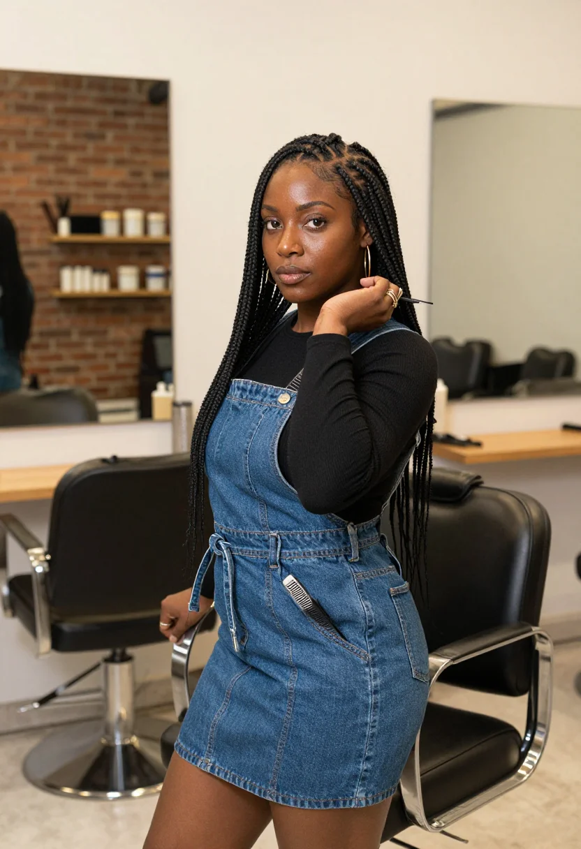 AI harlem braids sample — portrait of a woman, waist-up portrait of a Black American w