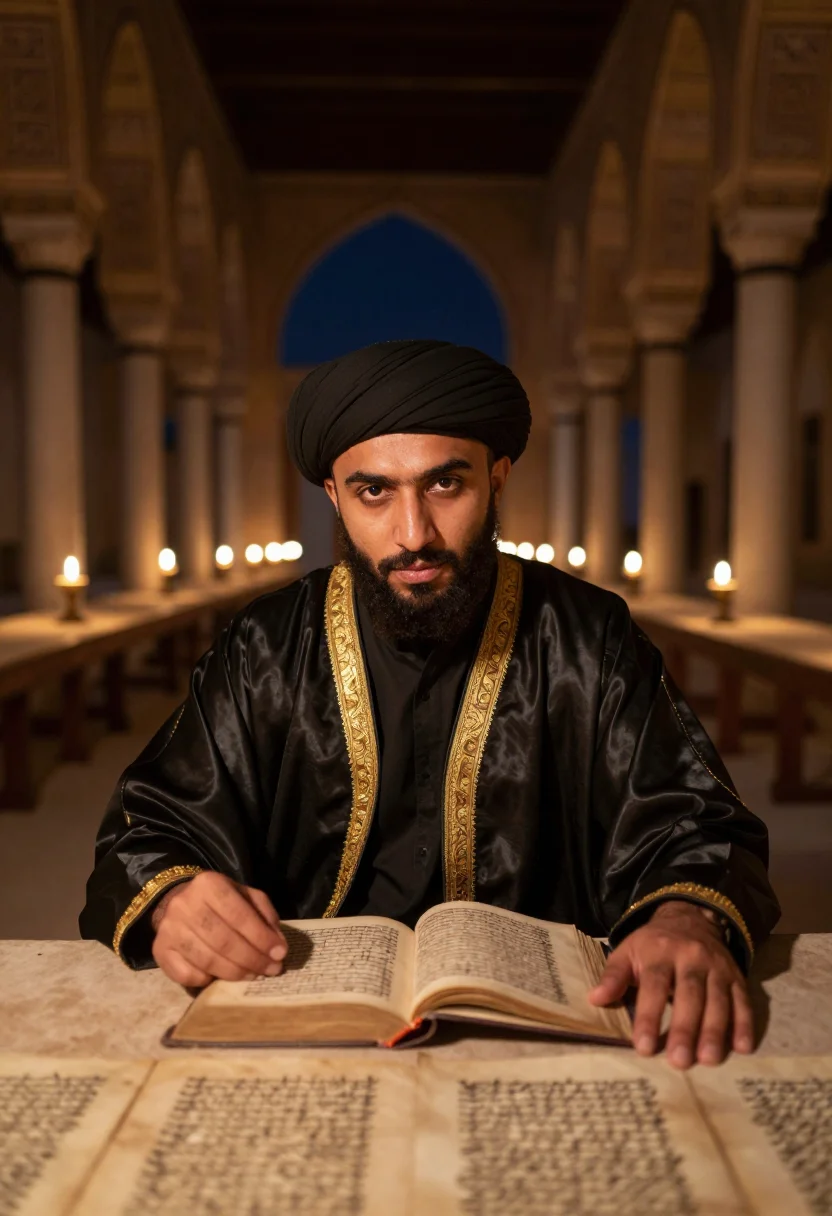 AI harun al rashid sample — portrait of a man, chest-up portrait of an Arab man in his e