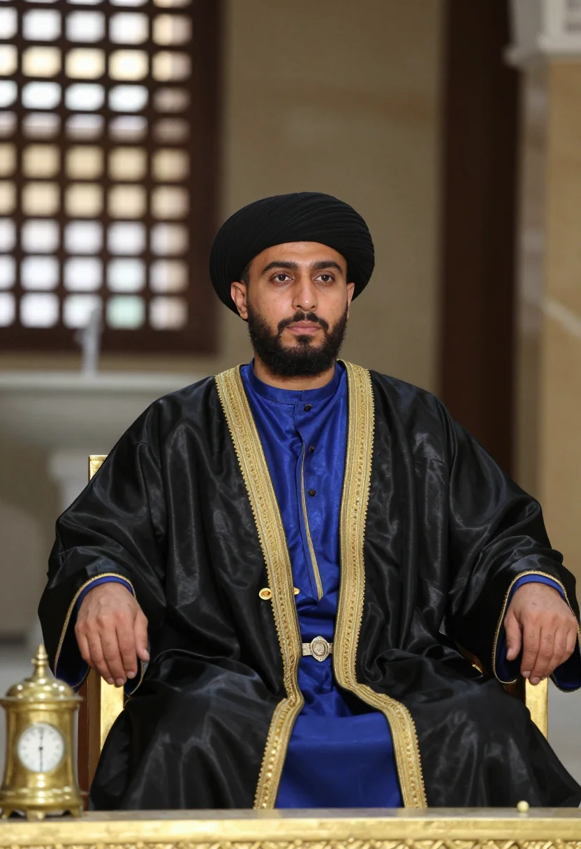 AI harun al rashid sample — portrait of a man, chest-up portrait of an Arab man in his e