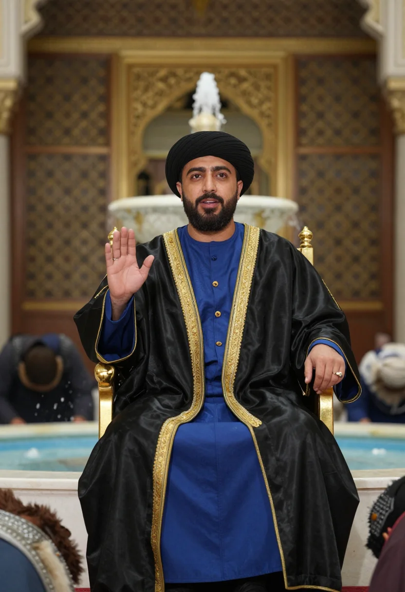 AI harun al rashid sample — portrait of a man, half-length portrait of an Arab man in hi