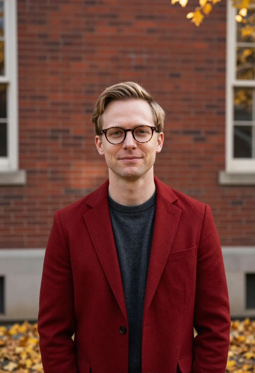AI harvard yard lecturer crimson sample — portrait of a man, chest-up portrait of a Western-European m