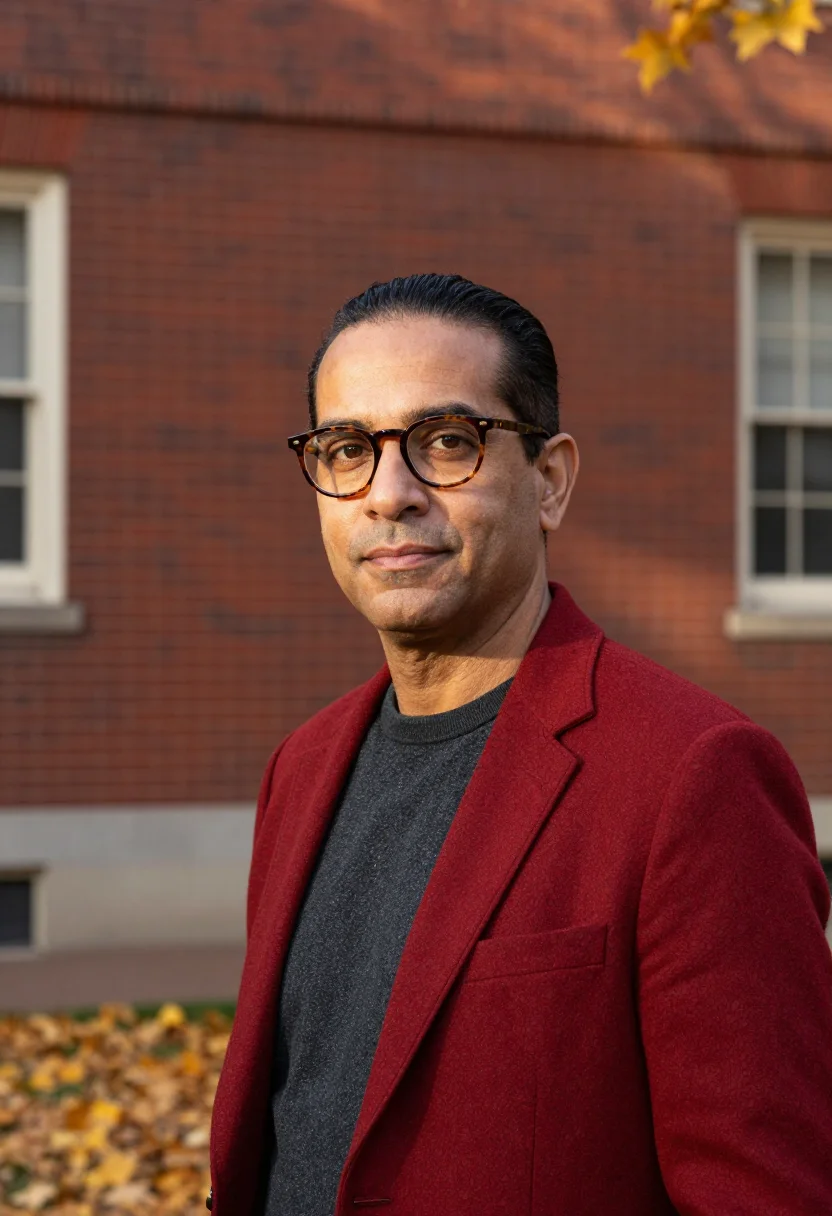 AI harvard yard lecturer crimson sample — portrait of a man, tight head-and-shoulders portrait of an I