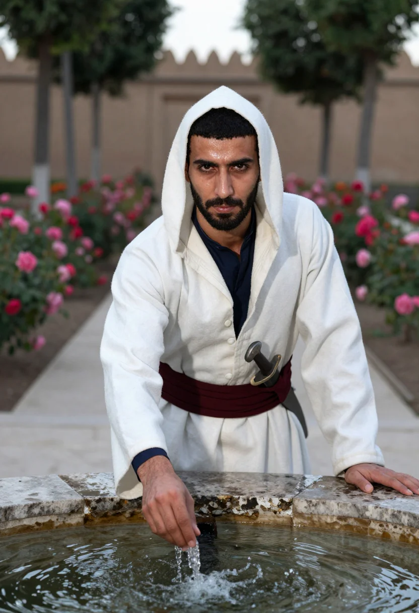 AI hashashin sample — portrait of a man, half-length portrait of a Persian man in