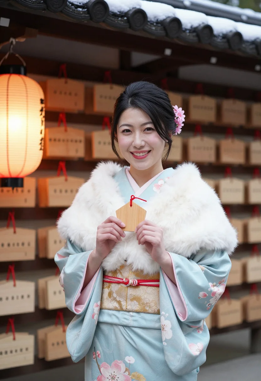 AI hatsumode furisode sample — portrait of a woman, half-length frontal portrait of a Japan