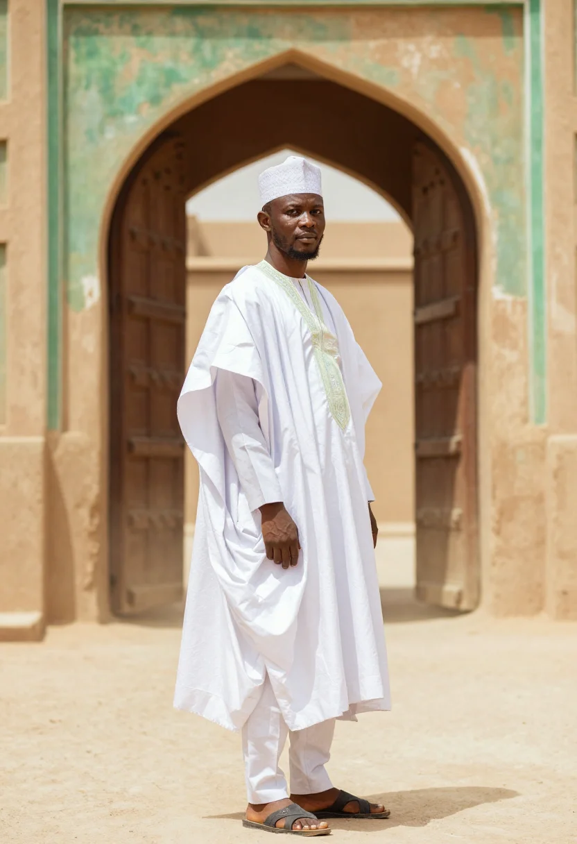 AI hausa babban riga sample — portrait of a man, full-length portrait of a Hausa man in hi