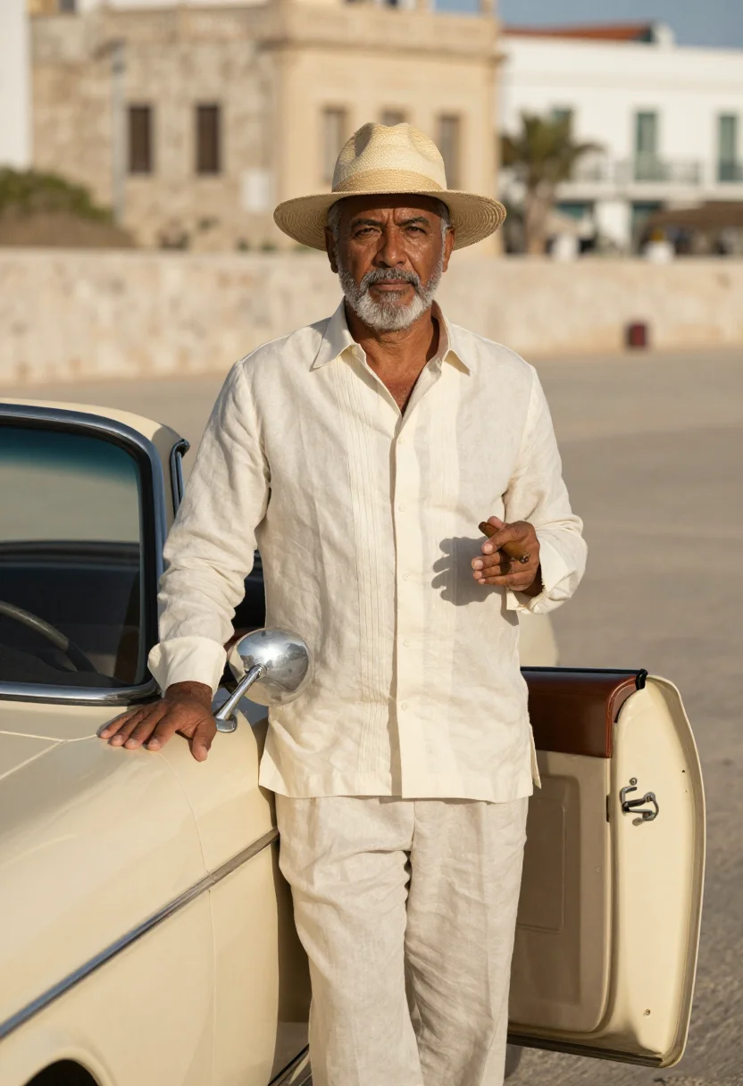 AI havana cream sample — portrait of a man, a close half-length frame, a man in his s