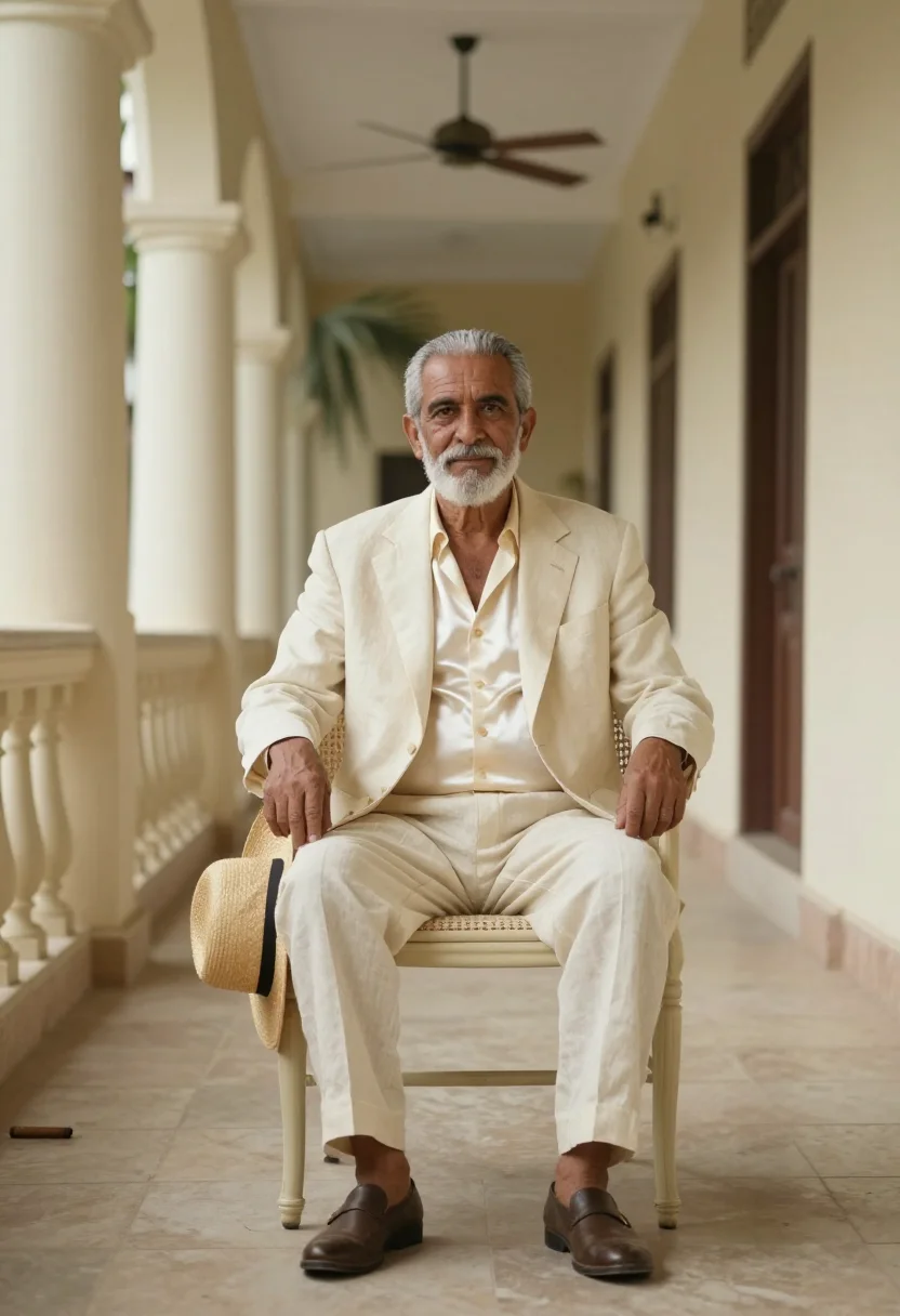 AI havana cream sample — portrait of a man, a full-length frame, a man in his seventi