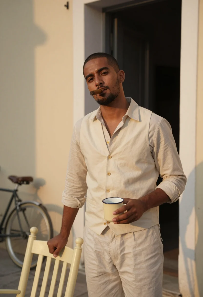 AI havana cream sample — portrait of a man, a close half-length frame, a man in his t