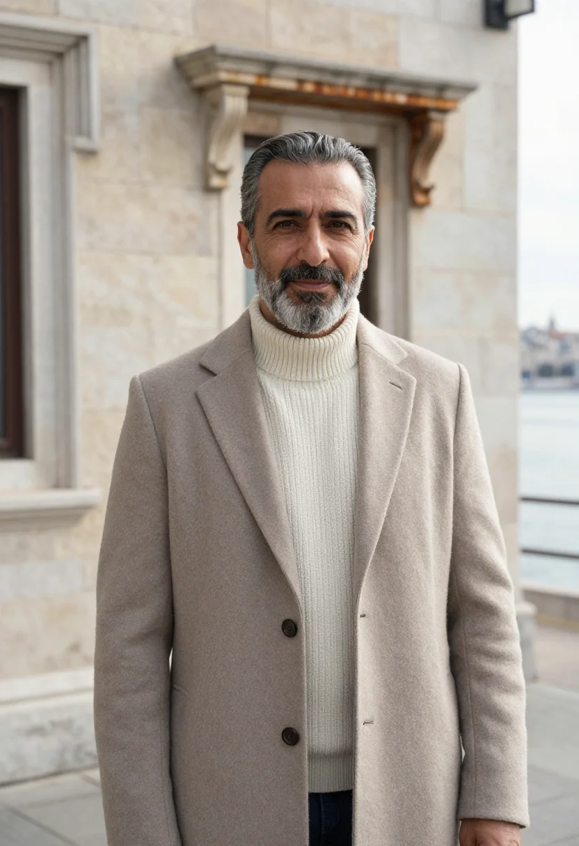 AI haydarpasa shipping executive station stone sample — portrait of a man, a shipping executive in his fifties of Gr