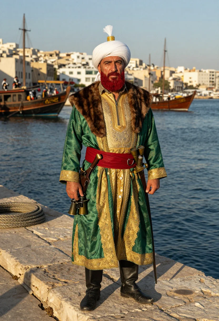 AI hayreddin barbarossa sample — portrait of a man, full-length portrait of a Turkish man in