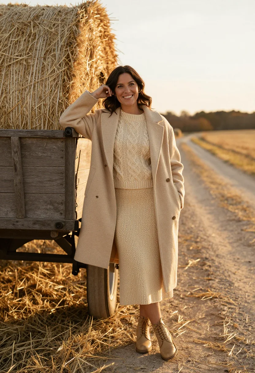 AI hayride golden hour straw sample — portrait of a woman, three-quarter-length portrait of an Ame