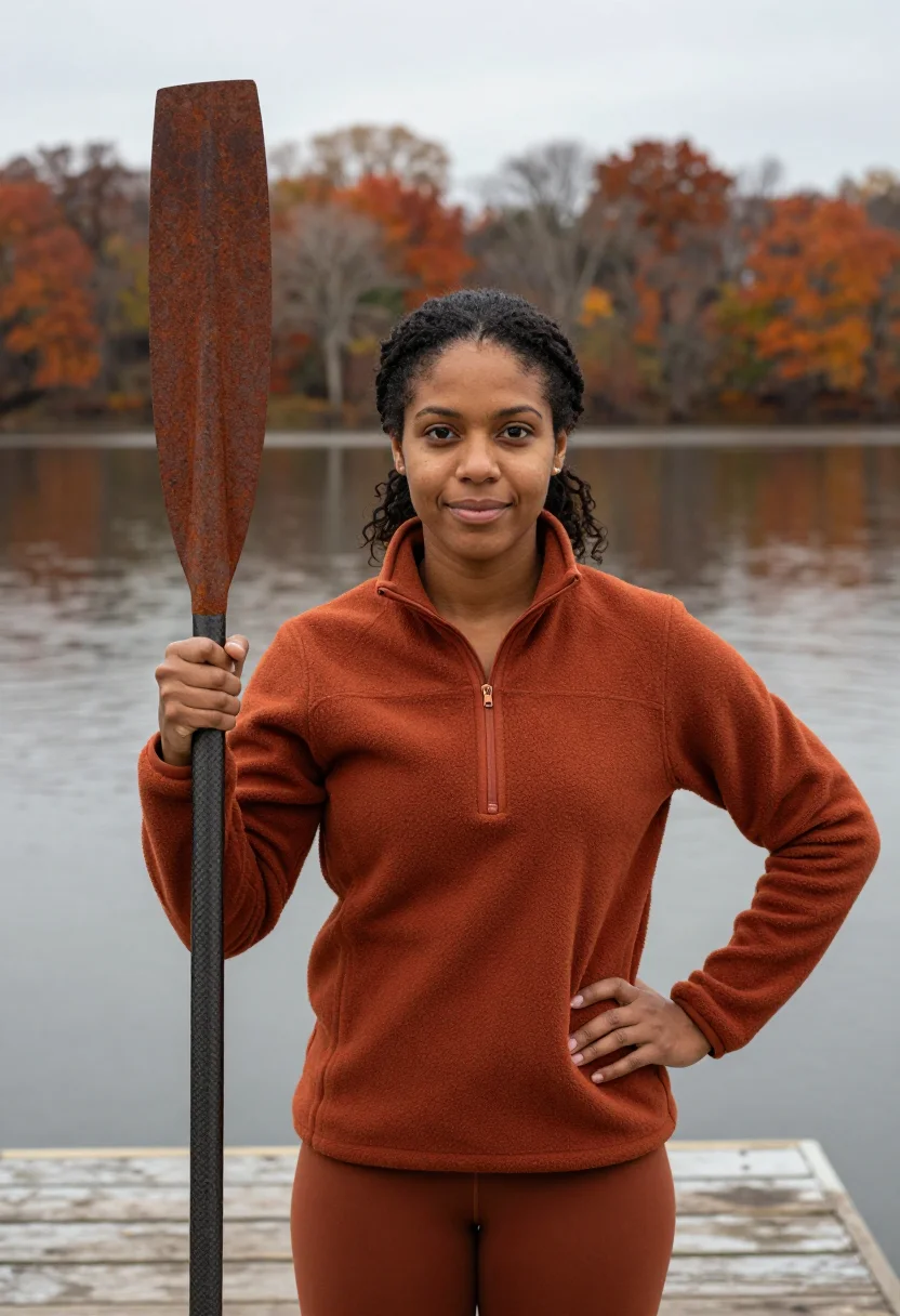 AI head of the charles october rust sample — portrait of a woman, framed half-length, cropped at the hip,