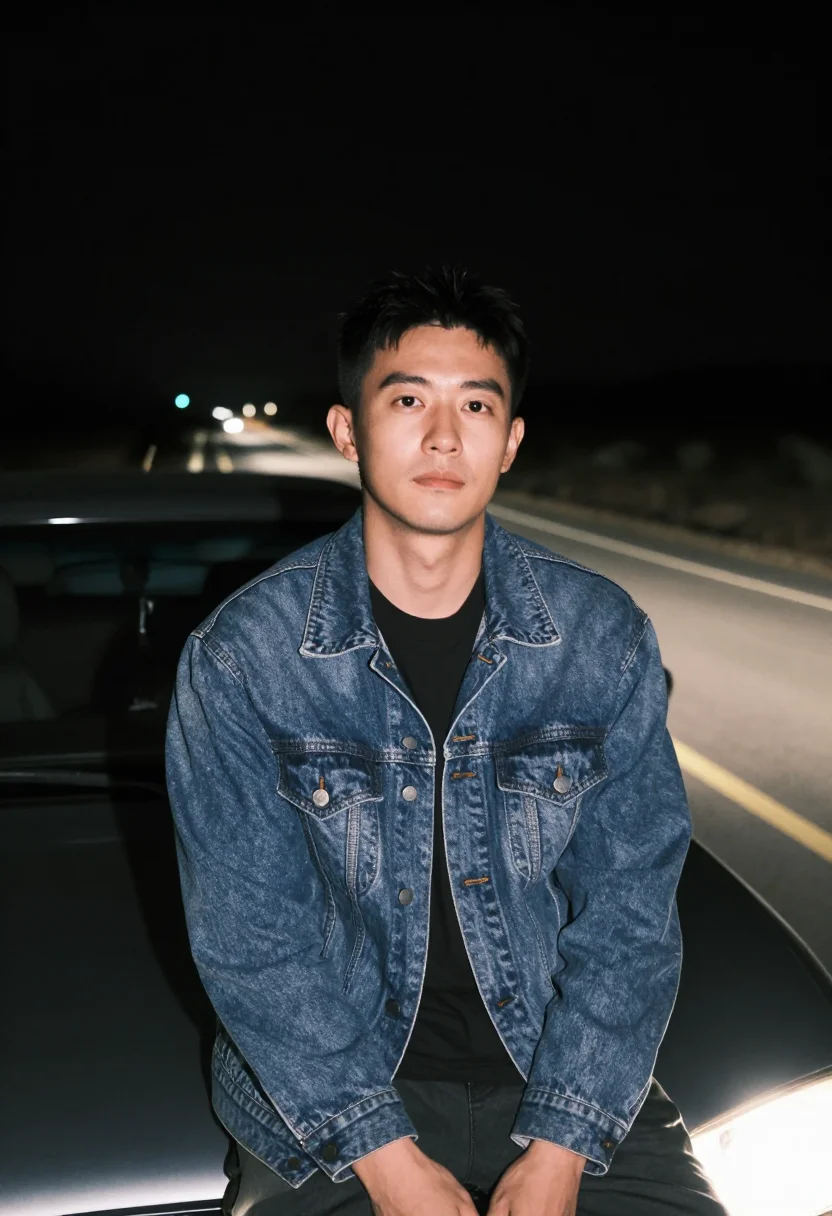 AI headlights sample — portrait of a man, close chest-up portrait of an East-Asian