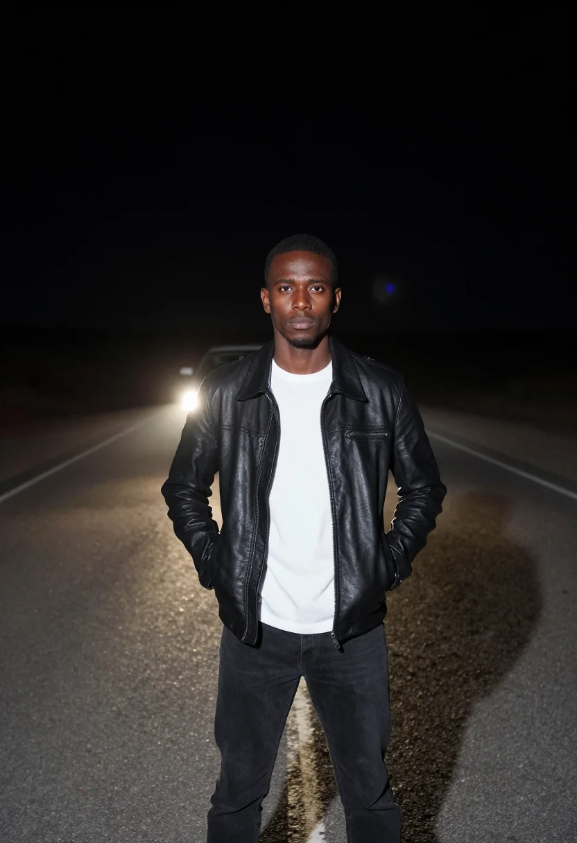 AI headlights sample — portrait of a man, wide full-length portrait of a Black man
