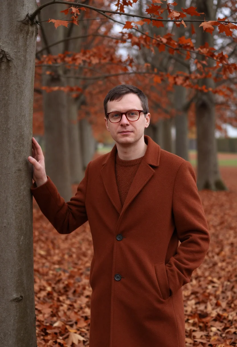 AI heidelberg philosophenweg russet sample — portrait of a man, framed half-length from the hips up under